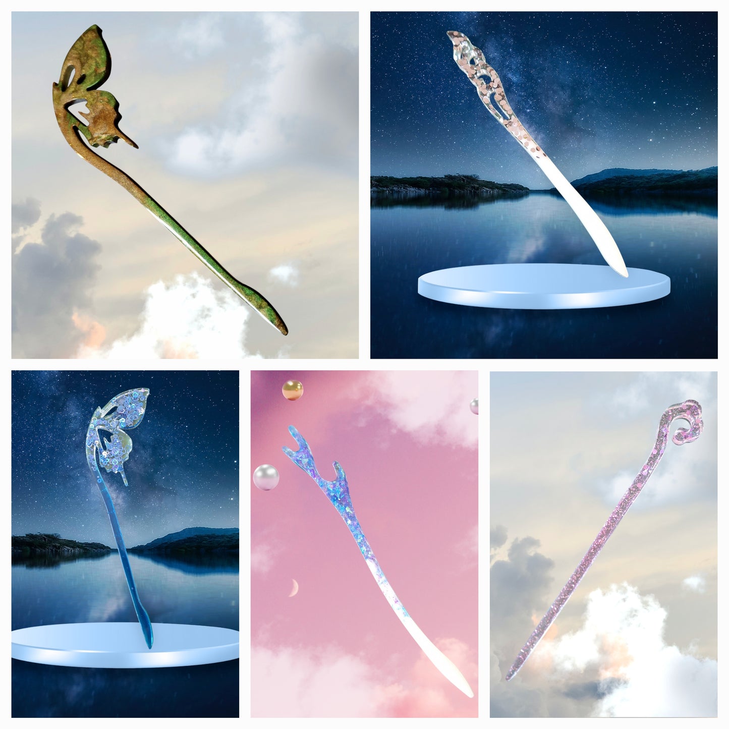 Pic à Cheveux Japonais Papillon – Kanzashi Fantaisie