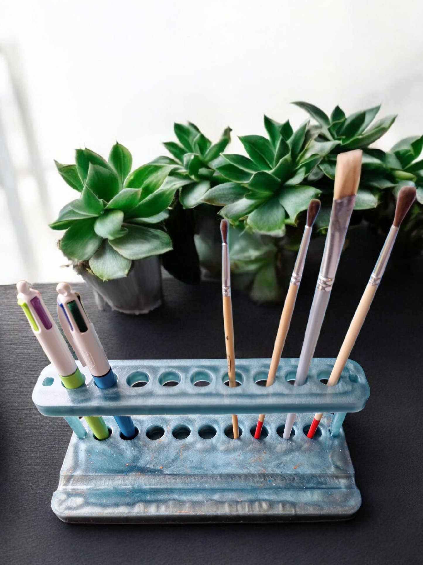 Organisateur Bureau Résine Époxy - Porte Stylos & Téléphone