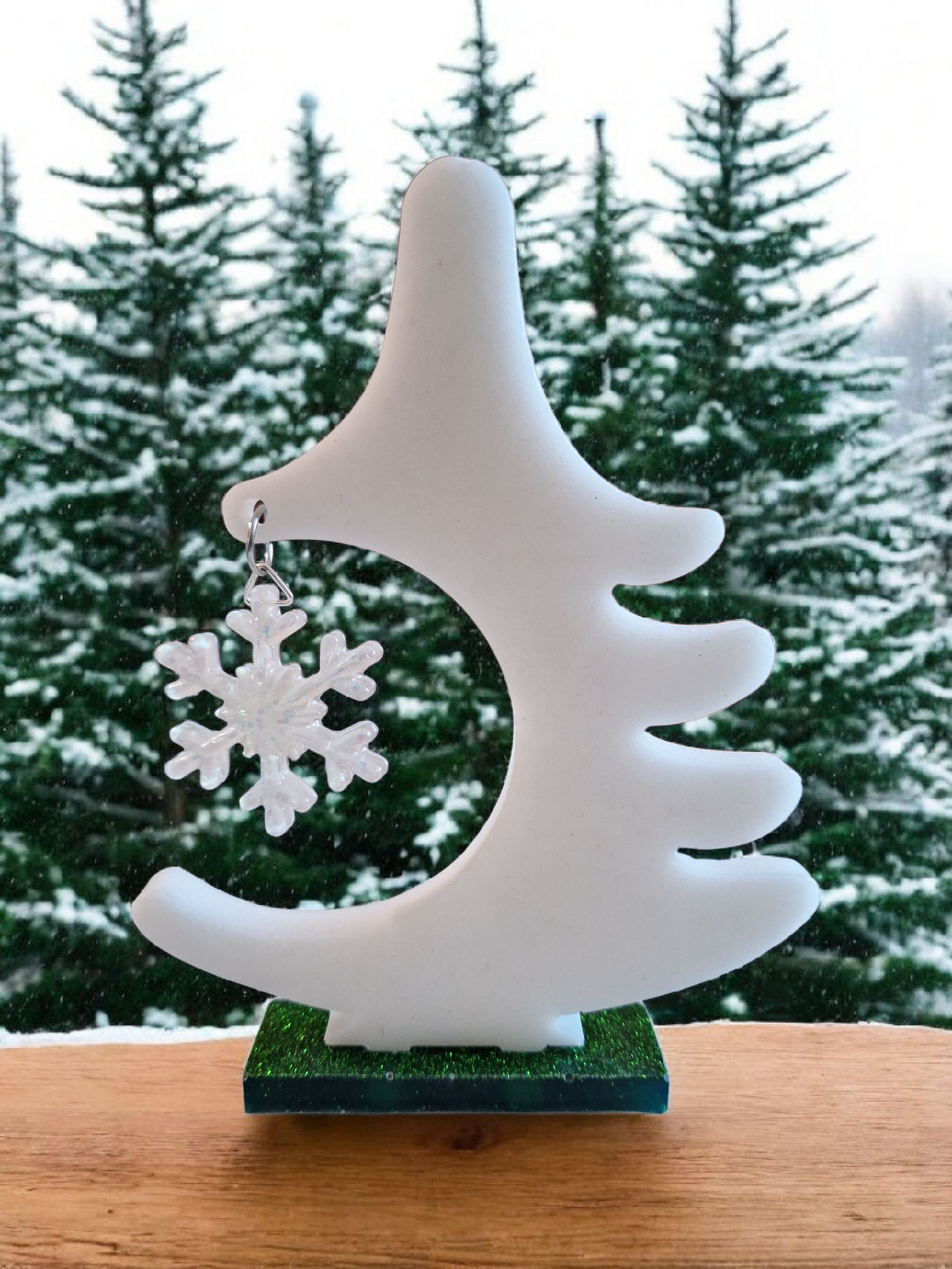 Sapin de Noël Décoratif en Résine Scintillante - Collection Fêtes Holographiques