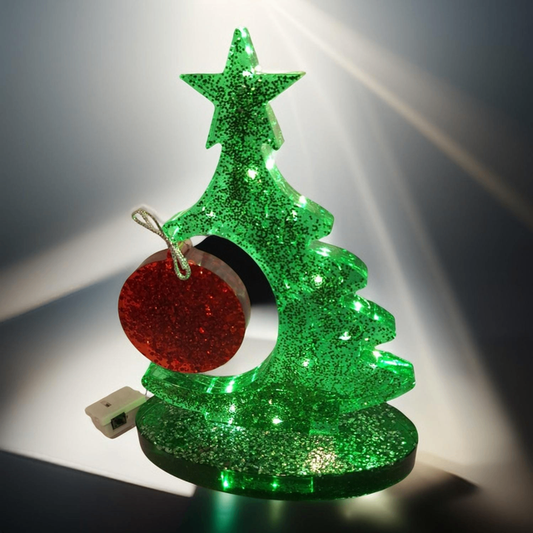Décoration sapin de Noël lumineux résine époxy paillettes idée cadeaux