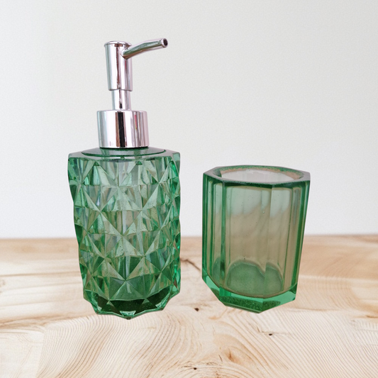 Distributeur de savon en résine époxy - Vert pailleté