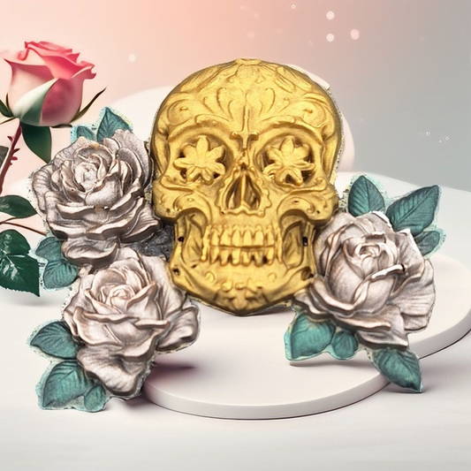 Sculpture de tête de mort crâne skull en résine époxy, idées cadeaux pour elle lui