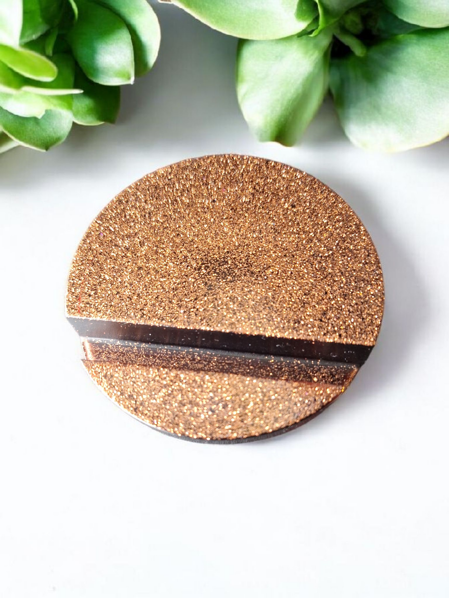 Support Téléphone Tablette Résine Pailletée Cuivre Or Fait Main