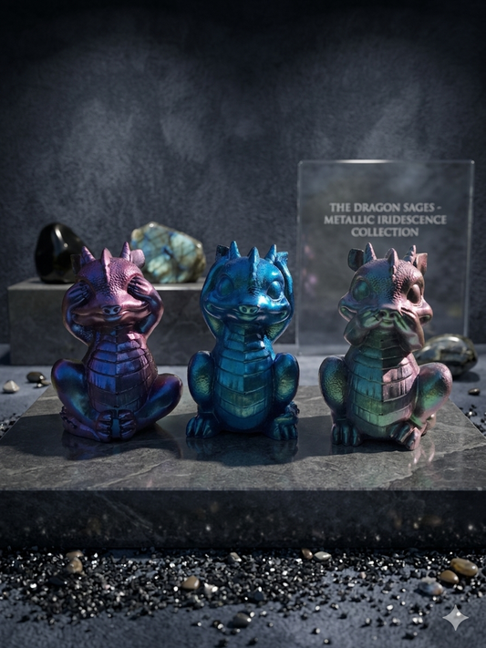Lot de 3 Figurines Dragons Fantaisie - Décoration Mystique "Sagesse"