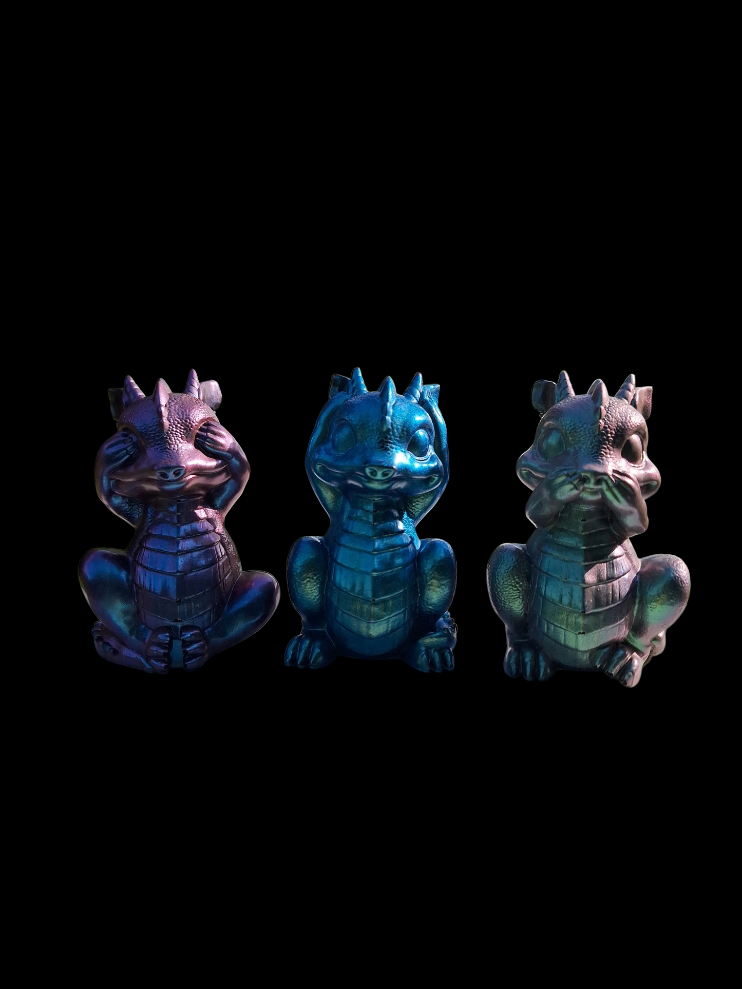 Lot de 3 Figurines Dragons Fantaisie - Décoration Mystique "Sagesse"
