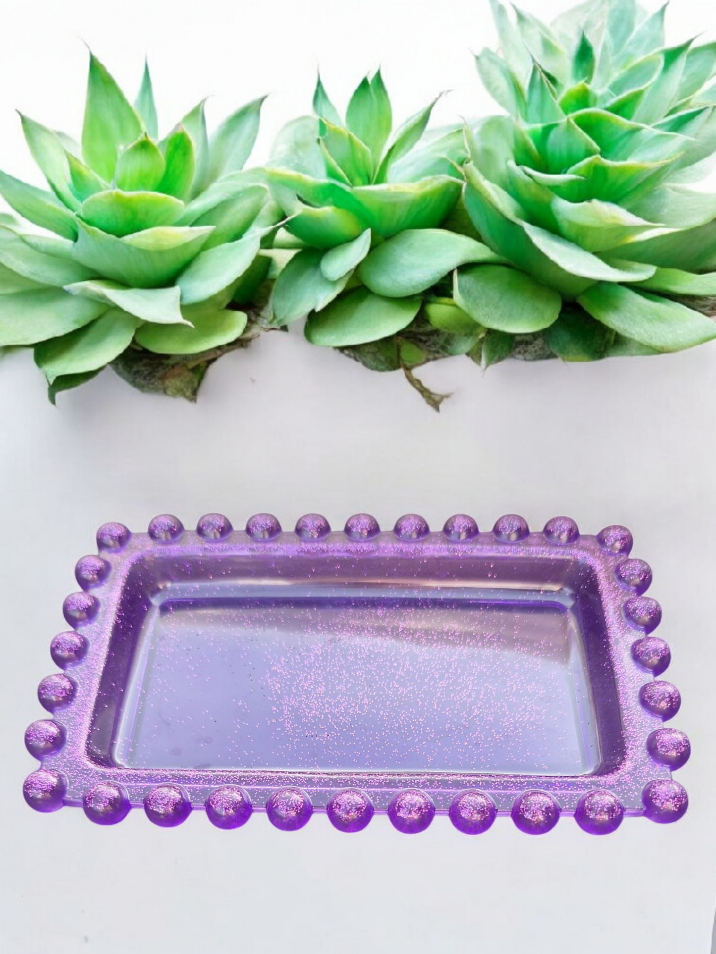 Vide-Poches Rectangulaire Pailleté Violet – Plateau à Bijoux Décoratif