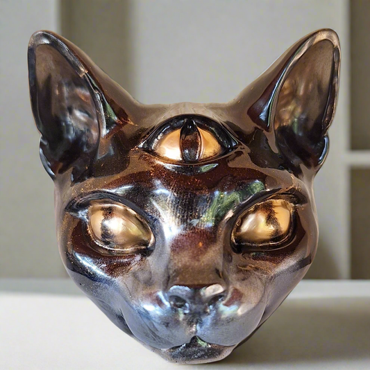 🐾 Chat Mystique au Troisième Œil – Création en Résine Époxy
