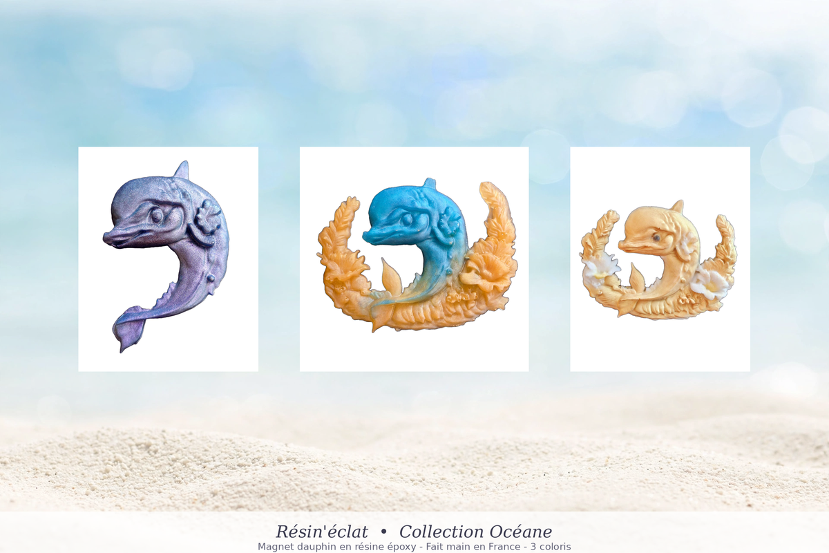 Magnet Dauphin en Résine - Collection Océane | Résin'éclat