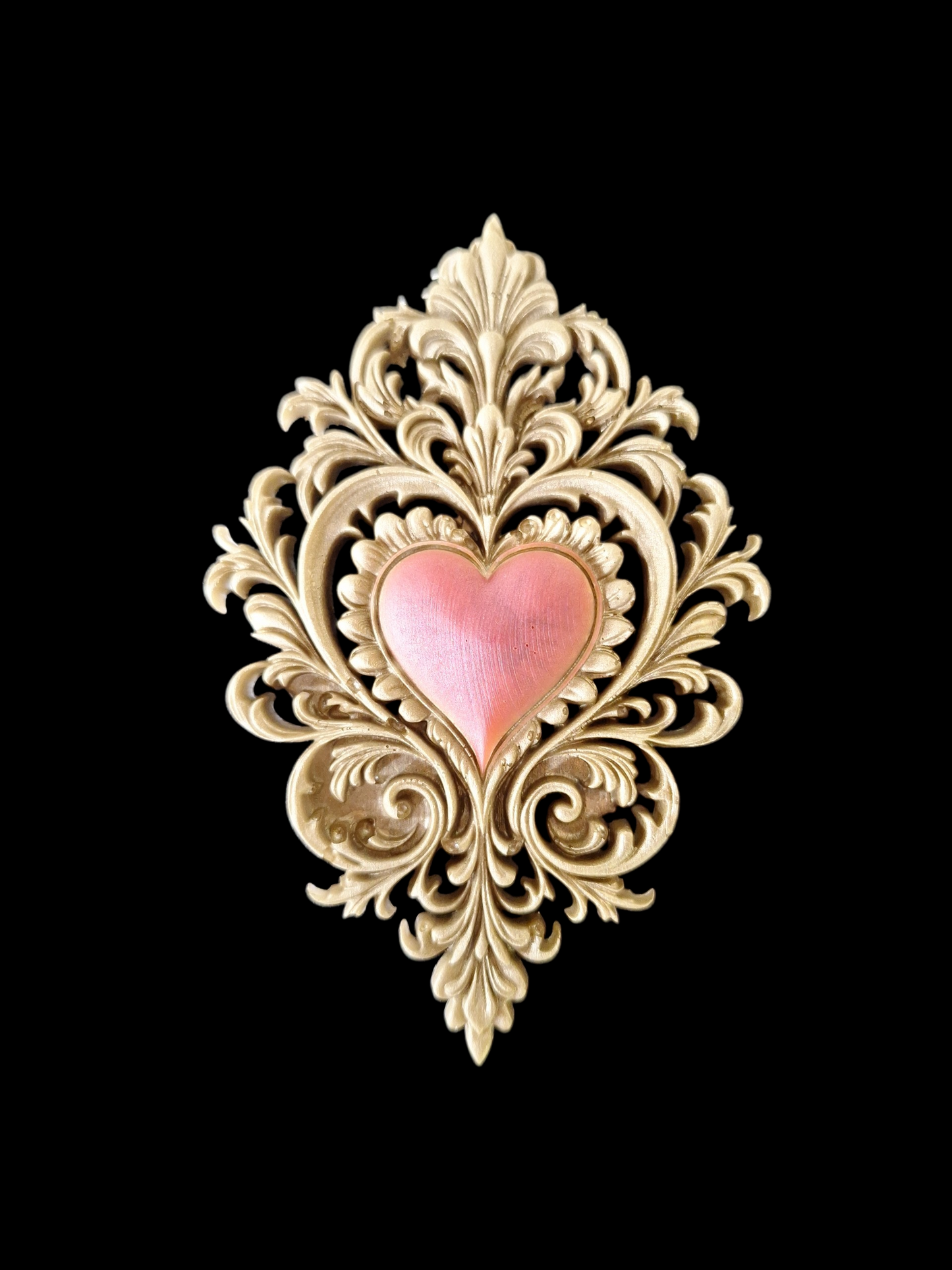 Cadre Ex-voto Mural Cœur Baroque Rouge et Or - Création artisanale unique - idée cadeau pour elle, lui, Noël