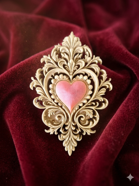 Cadre Ex-voto Mural Cœur Baroque Rouge et Or - Création artisanale unique - idée cadeau pour elle, lui, Noël