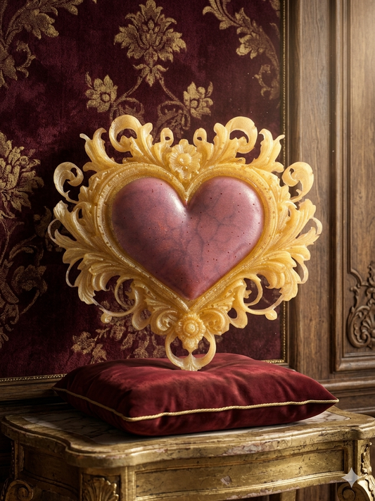 Ex-voto Mural Cœur Rococo Rouge et Or Lumineux - Création artisanale unique - idée cadeau pour elle, lui, Noël