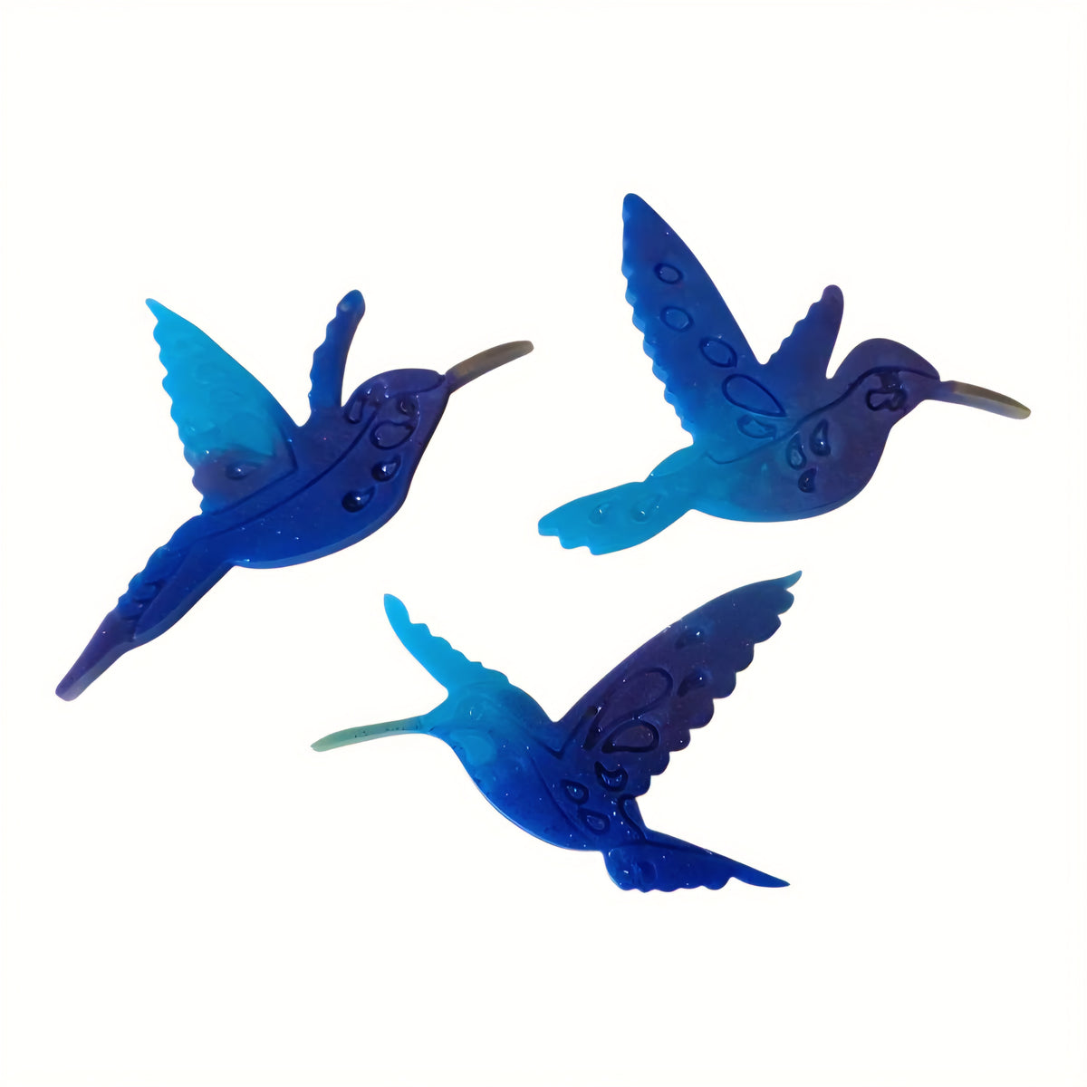 Lot de 3 Colibris Bleu Lagon Percés - A Suspendre ou Déco Murale