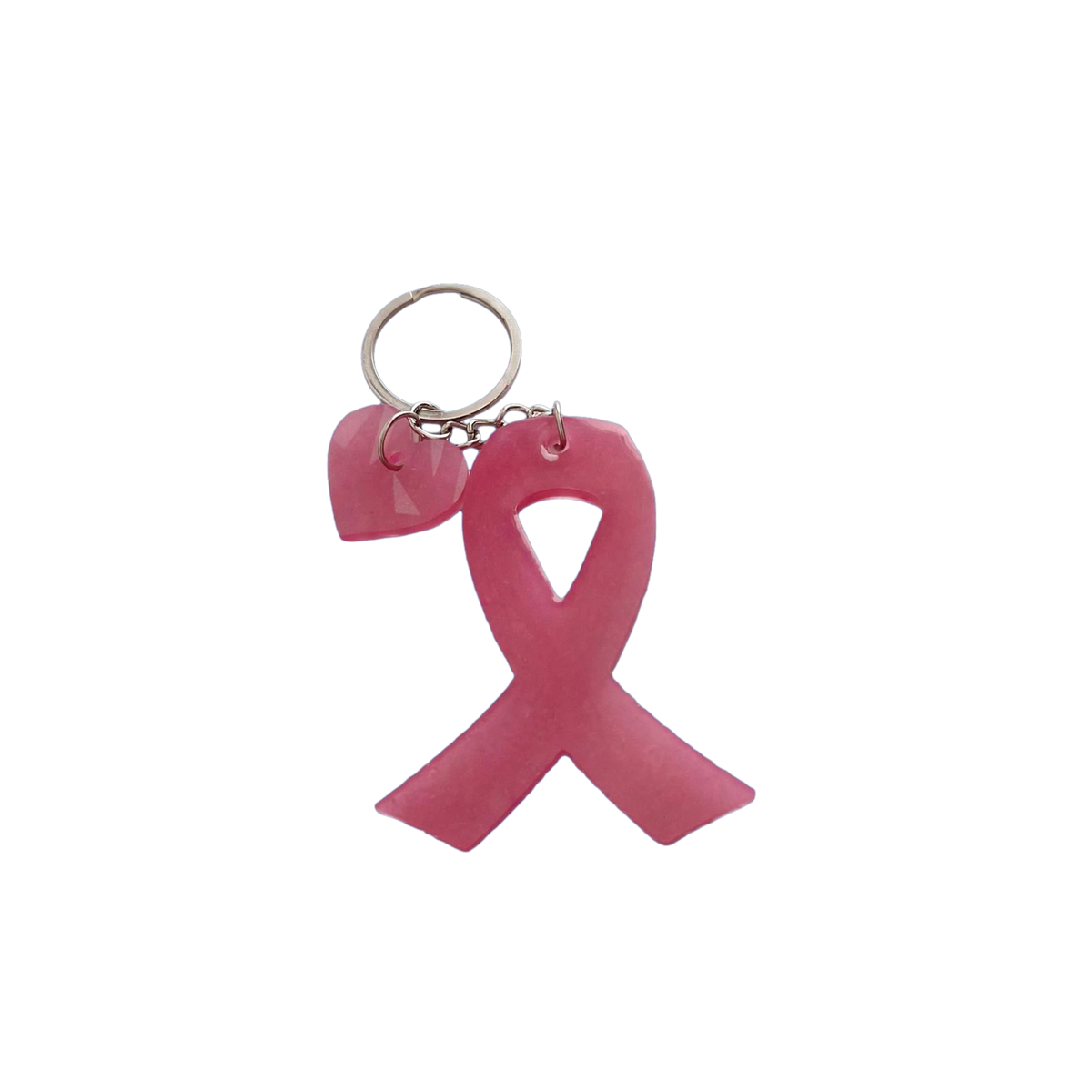 Porte-clé Ruban Rose - Octobre Rose - Résine Fait Main - Cœur ou Fleur