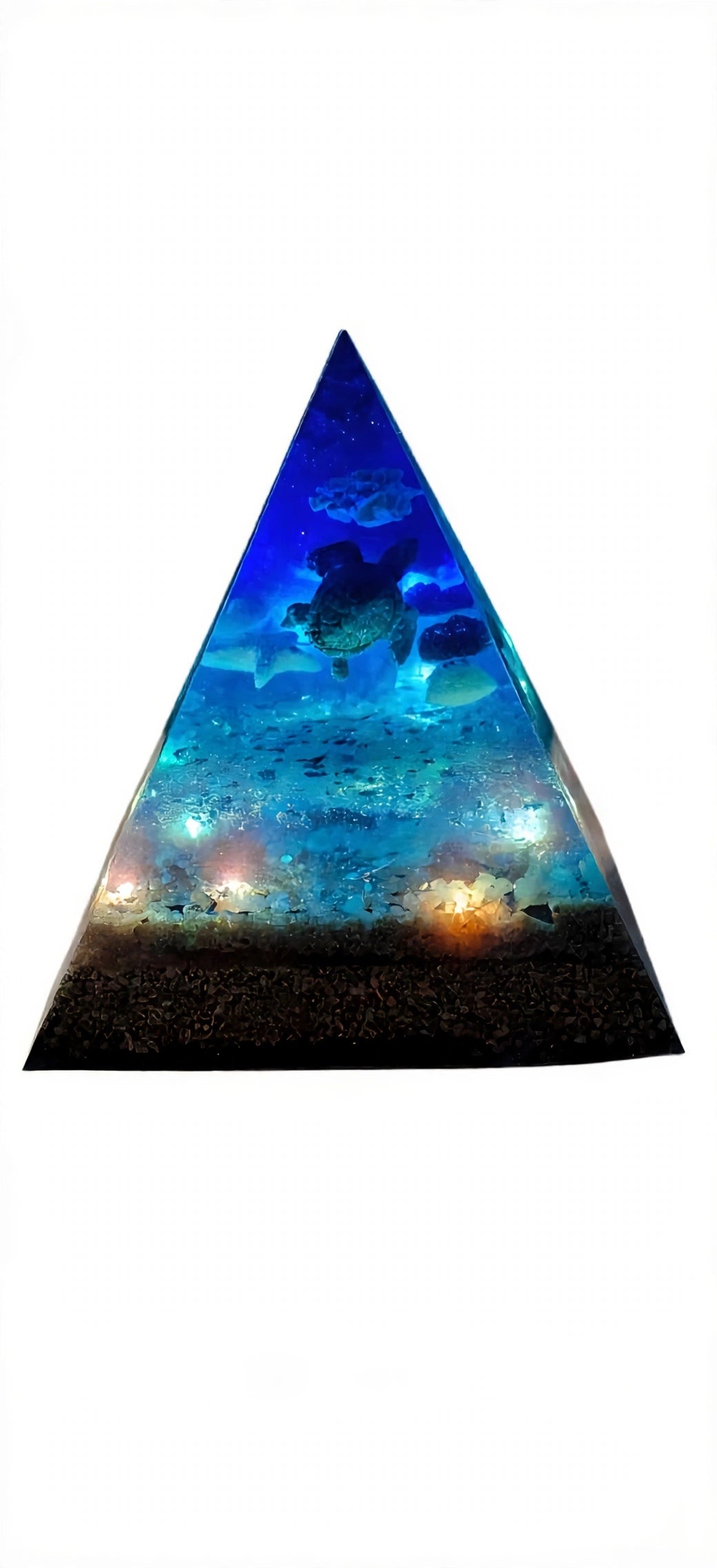 GRANDE PYRAMIDE OCÉAN LUMINEUSE XXL 16cm - 1,344kg - LED INTÉGRÉES - 4 FACES