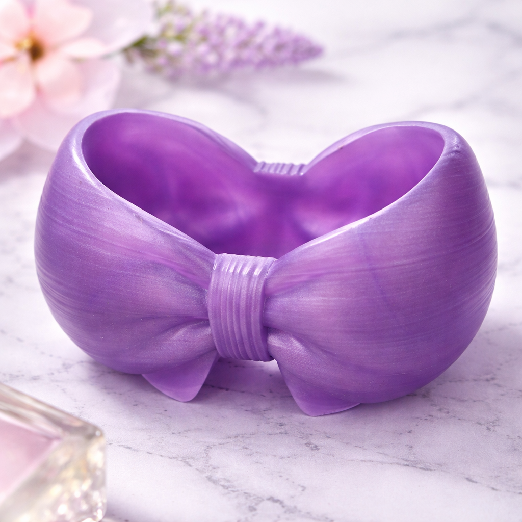 Plateau décoratif en résine époxy violet avec boîtes cœur – Fleurs séchées – Fait main