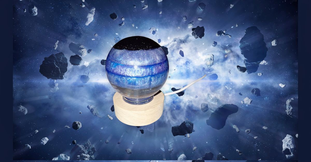 Sphère Lumineuse Céleste en Résine - Veilleuse Galaxie et Nébuleuse