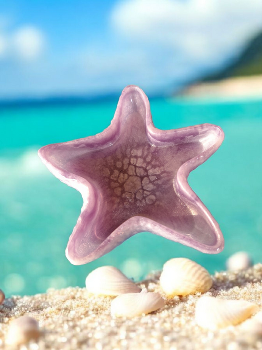 Vide Poche Résine Époxy Violet Pâle pour Bijoux et Clés | Fait Main Étoile de Mer Lavande