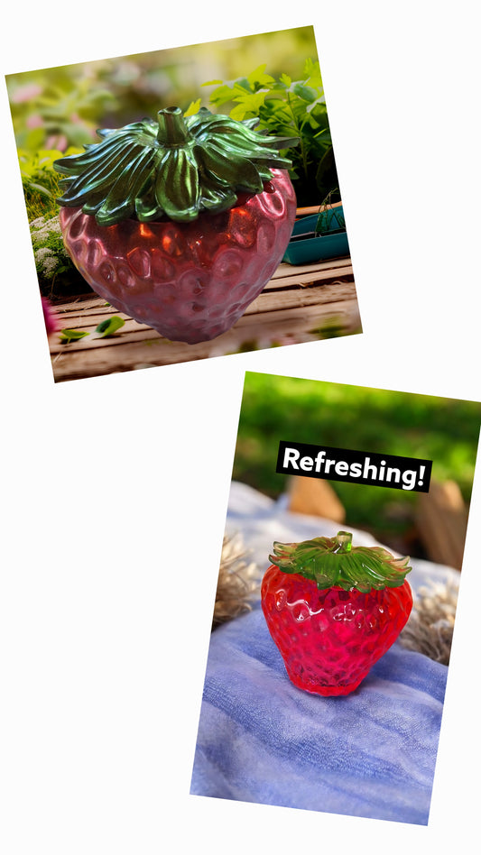 Boîte fraise en résine époxy – Rangement déco fruité