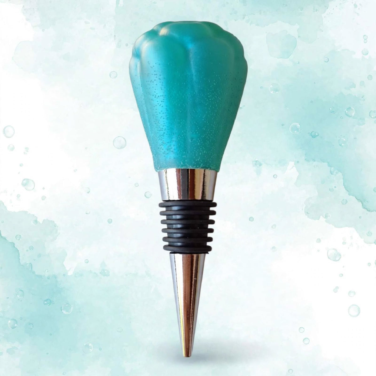 Bouchon de Bouteille Lagon Nacré - Résine Époxy Turquoise - Fait Main Pièce Unique