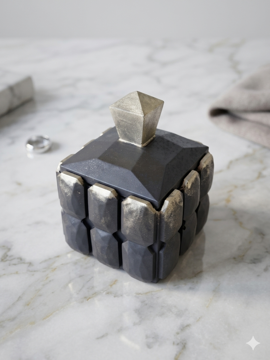 Boîte Décorative Artisanale - Aquarésine Noire & Mica Doré