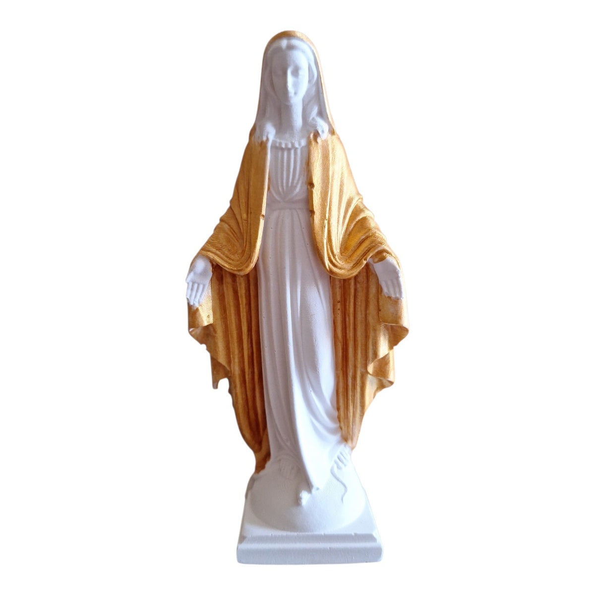 Statue de la Vierge Marie en Résine Naturelle et Or (13 cm) – Création Spirituelle Écoresponsable